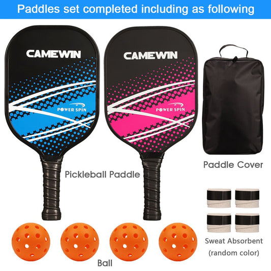 Pickleball Racket Set Carbon Fiber Composition PE Honeycomb Core (2 Pickleball Paddles+4 Balls+4 Sweat Absorbent+1 Cover Bag）
